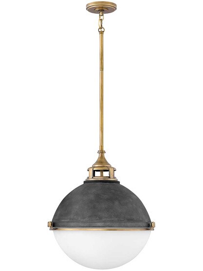 Fletcher 18-Inch Stem Pendant in Aged Zinc.